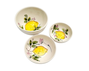 Tigela / Taça em faiança pintada à mão decoração Limões